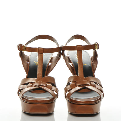 Saint Laurent Calfskin Tribute 75 Platform Sandals 38 Amber 2 of 8