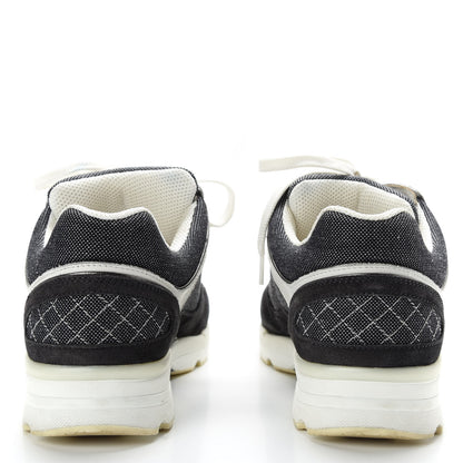 Chanel Denim Suede Calfskin CC Sneakers 40 Grey 5 of 9