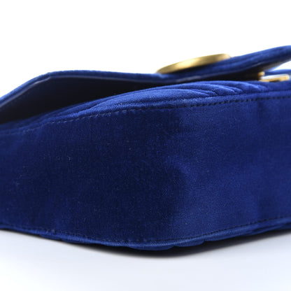 Gucci Velvet Matelasse Mini GG Marmont Shoulder Bag Cobalt Blue 8 of 10