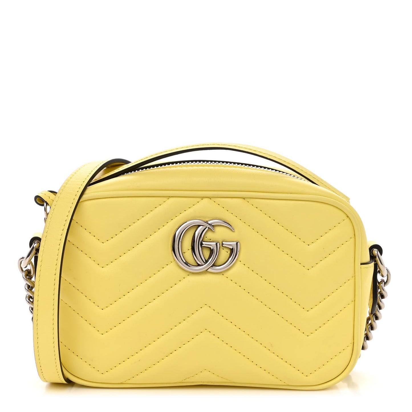 Calfskin Matelasse Mini GG Marmont Chain Shoulder Bag Banana