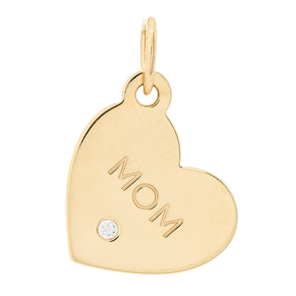 Tiffany 18K Yellow Gold Diamond Mom Heart Charm 1 of 3