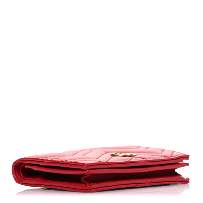 Gucci Calfskin Matelasse GG Marmont Card Case Wallet Hibiscus Red 4 of 7