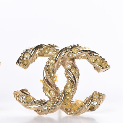 Chanel Crystal Twisted CC Earrings Gold 7 of 7