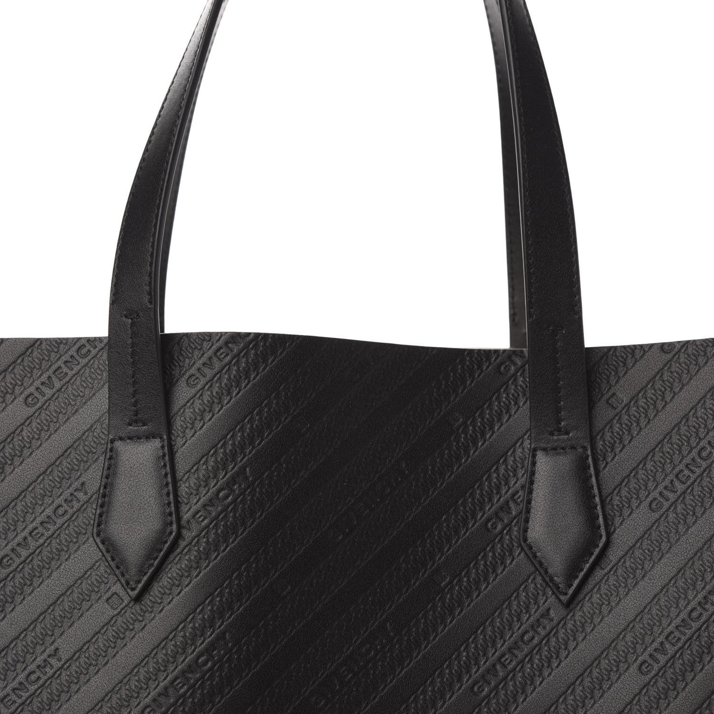 Calfskin Chain Embossed Medium Bond Shopper Tote Black