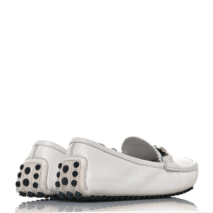 Gucci Calfskin Horsebit Web Womens Driver Loafers 38.5 White 4 of 10
