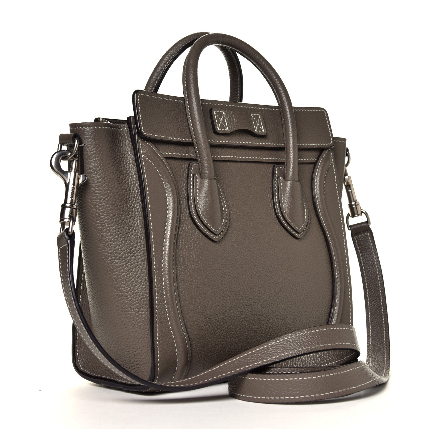 Celine Drummed Calfskin Nano Luggage Souris 2 of 5