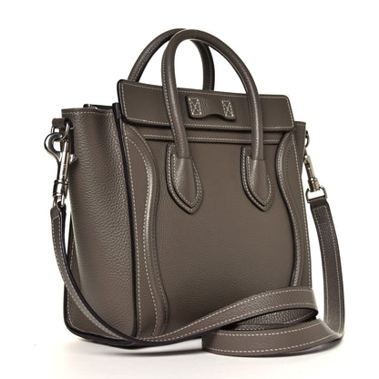 Celine Drummed Calfskin Nano Luggage Souris 2 of 5