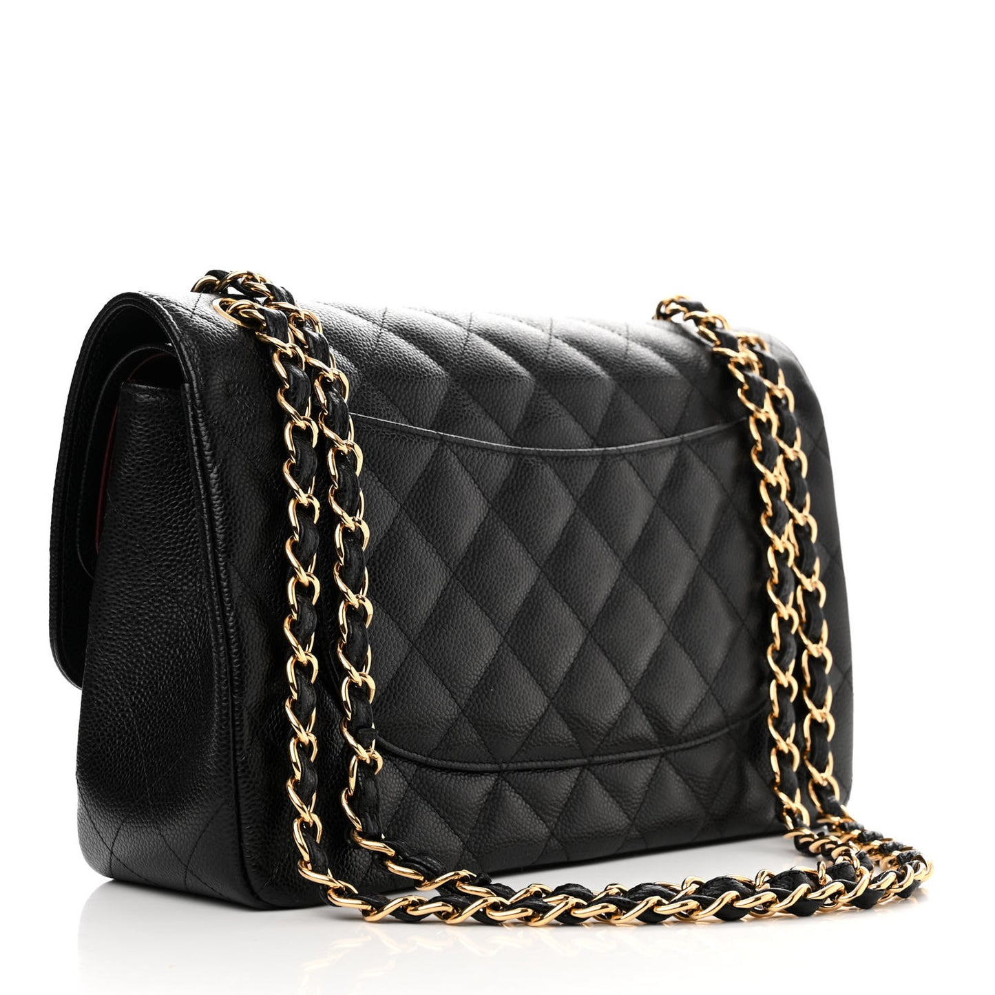 Caviar Quilted Jumbo Double Flap Black