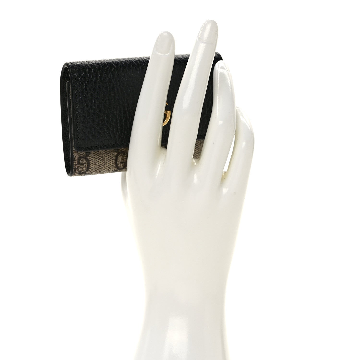 Gucci Dollar Calfskin GG Supreme Monogram GG Marmont 6 Key Holder Case Black Beige Ebony 2 of 7