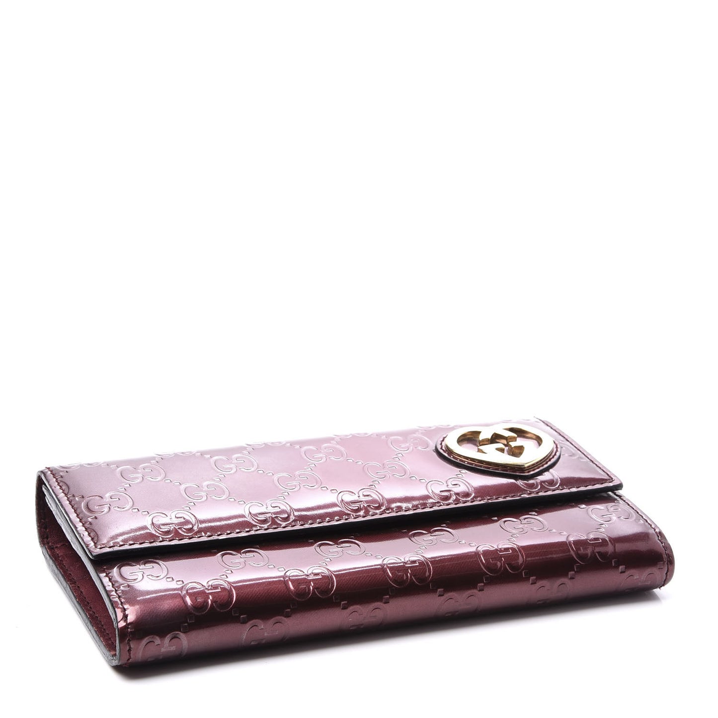 Shine Guccissima Lovely Heart Continental Wallet Scarlatto