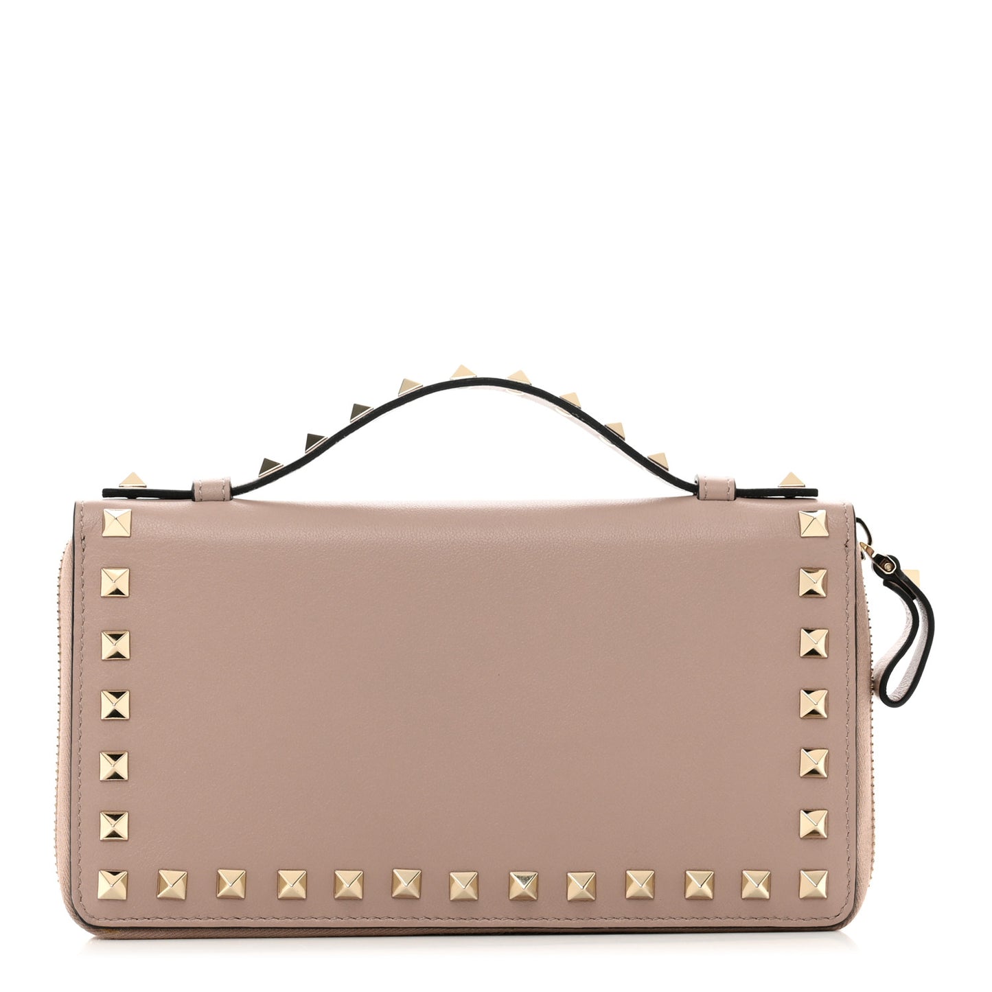 Vitello Rockstud Top Handle Travel Wallet Poudre