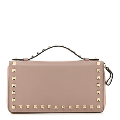 Valentino Garavani Vitello Rockstud Top Handle Travel Wallet Poudre 1 of 8