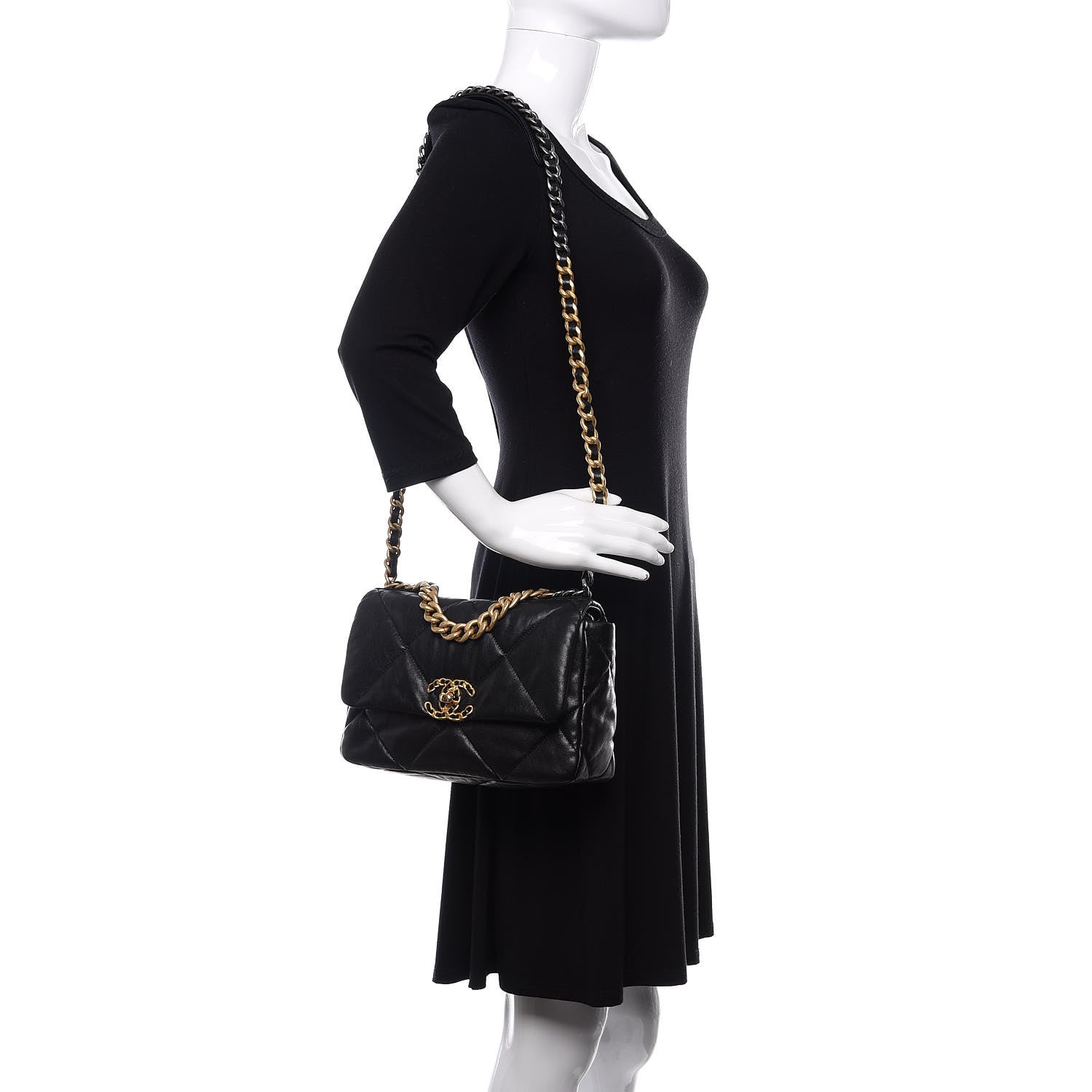 Chanel Lambskin Quilted Medium 19 Flap Black 2 of 10
