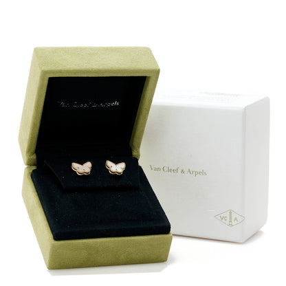 Van Cleef & Arpels 18K Yellow Gold Mother of Pearl Sweet Alhambra Butterfly Earrings 5 of 5