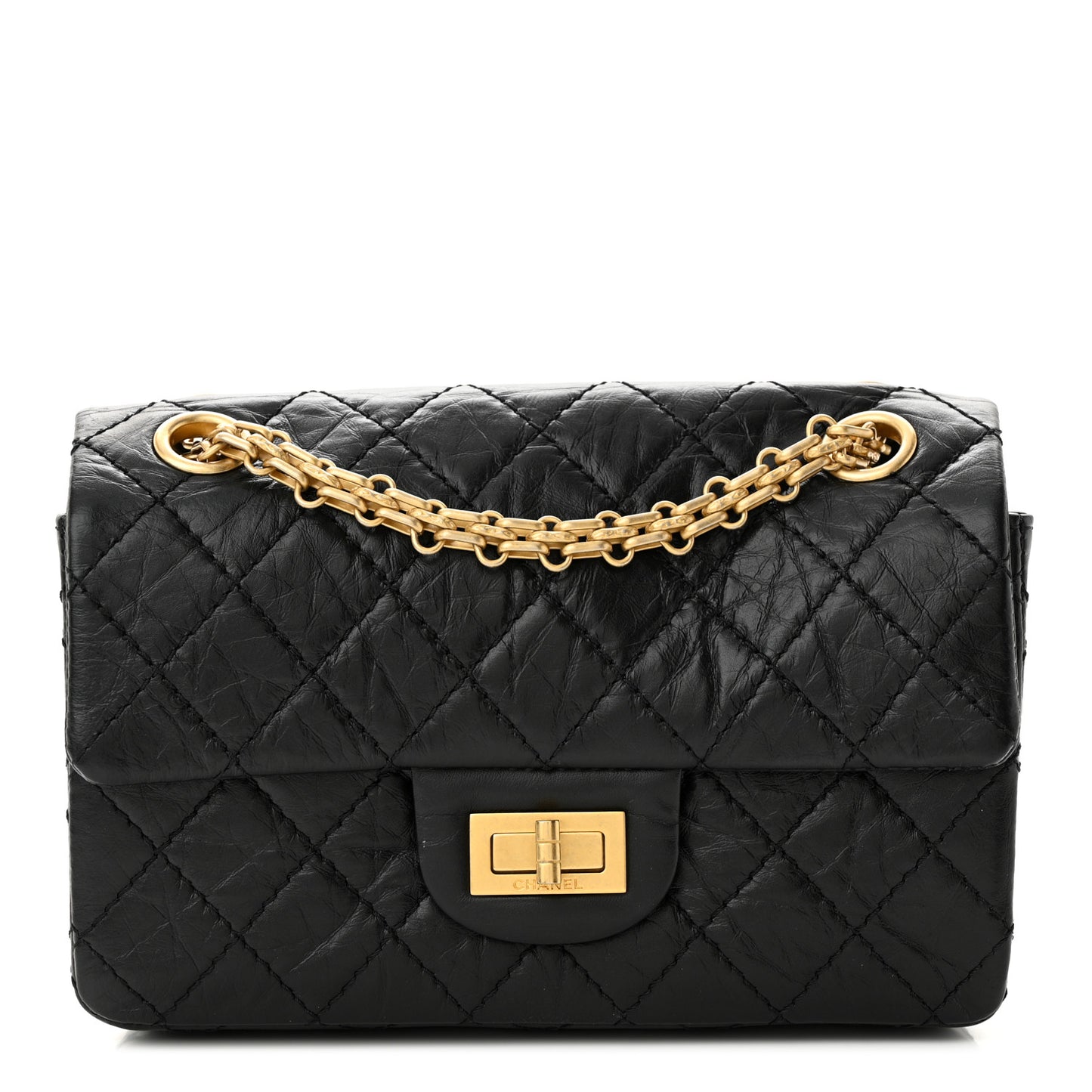 Aged Calfskin Quilted 2.55 Reissue Mini Flap Black
