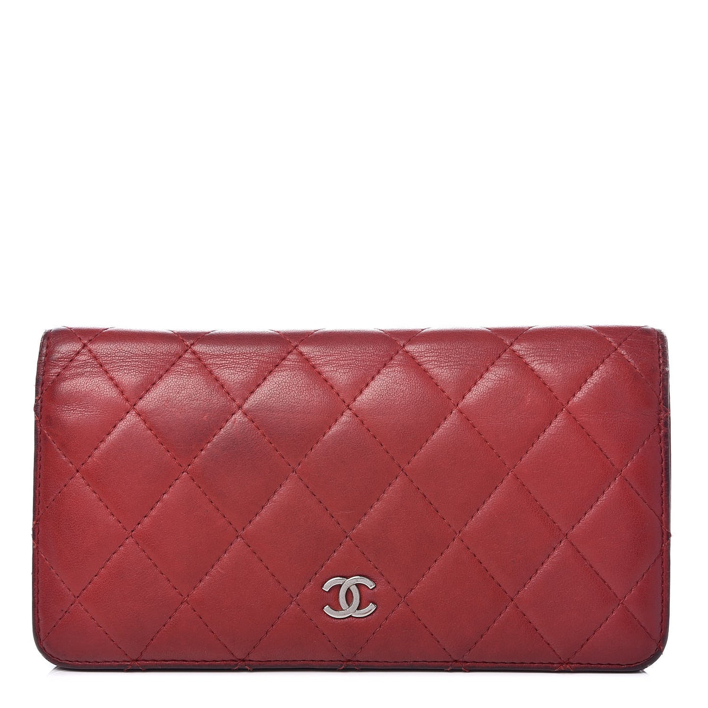 Lambskin Quilted Yen Wallet Red