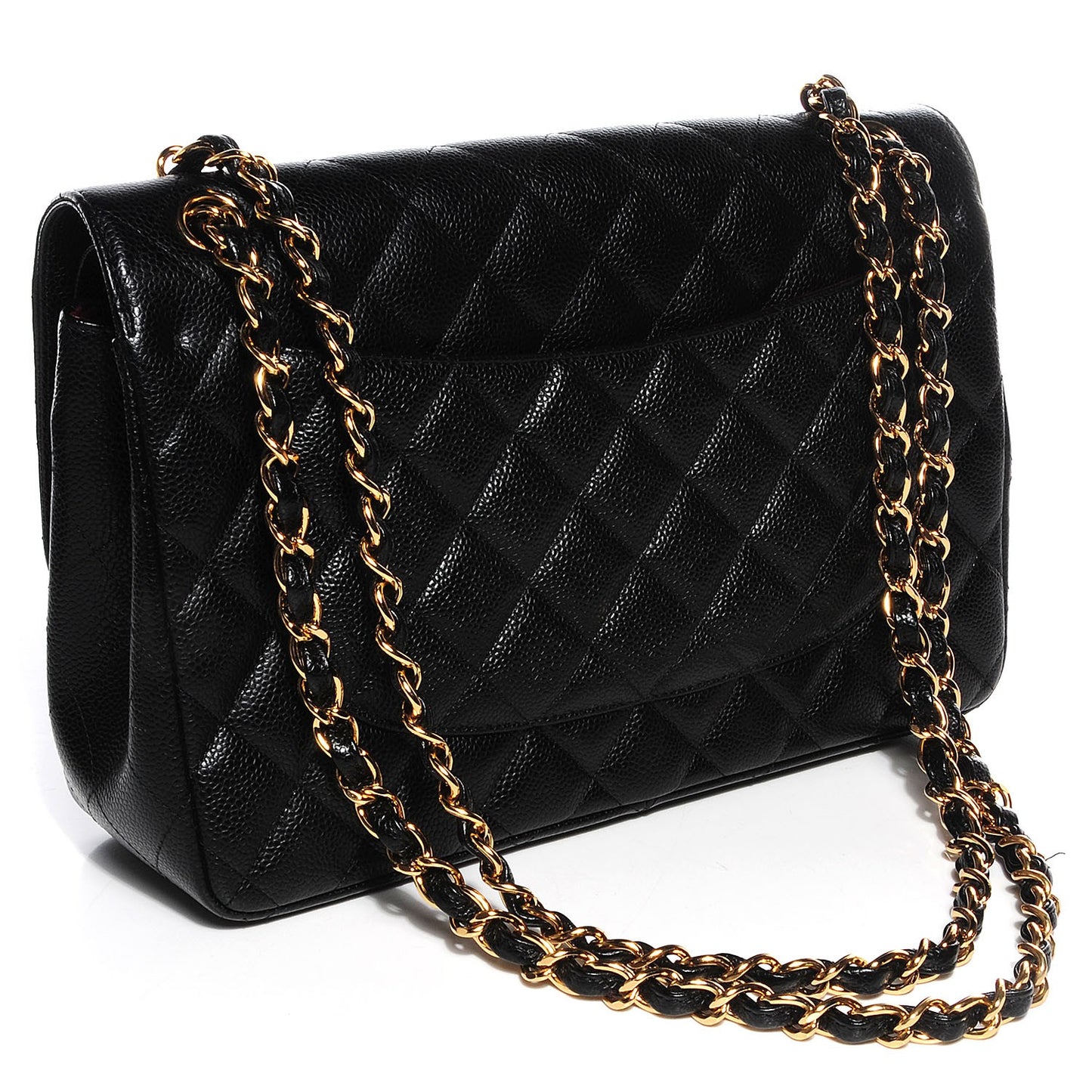 Caviar Quilted Jumbo Double Flap Black