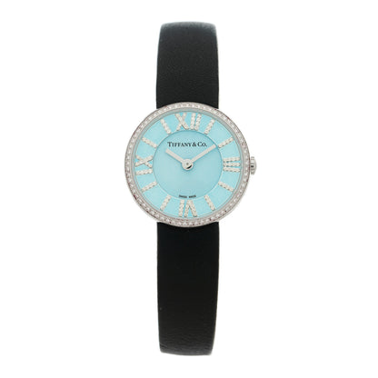 Tiffany Stainless Steel Calfskin Diamond Bezel 24mm Atlas 2-Hand Quartz Watch Tiffany Blue 1 of 5