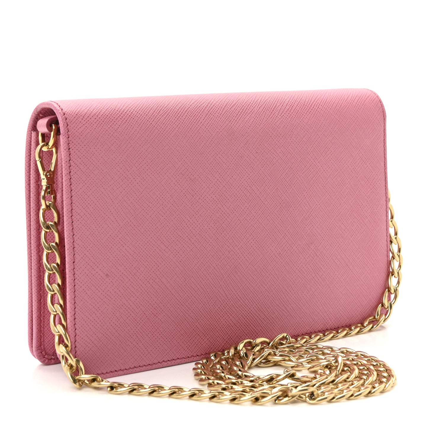 Saffiano Lux Monochrome Chain Wallet Begonia