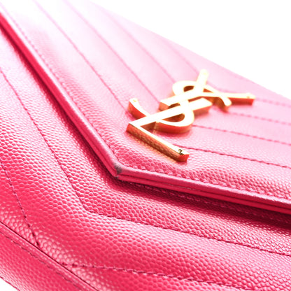 Saint Laurent Grain De Poudre Matelasse Chevron Monogram Chain Wallet Bubblegum 12 of 12