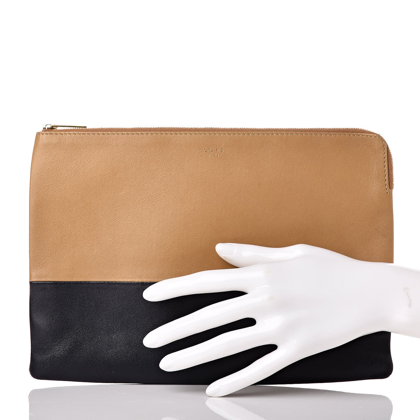 Lambskin Bi-Color Solo Clutch Pouch Nude