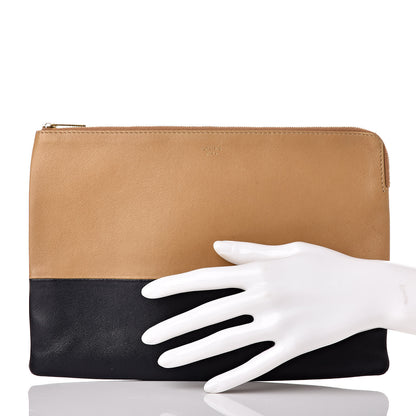 Celine Lambskin Bi-Color Solo Clutch Pouch Nude 2 of 17