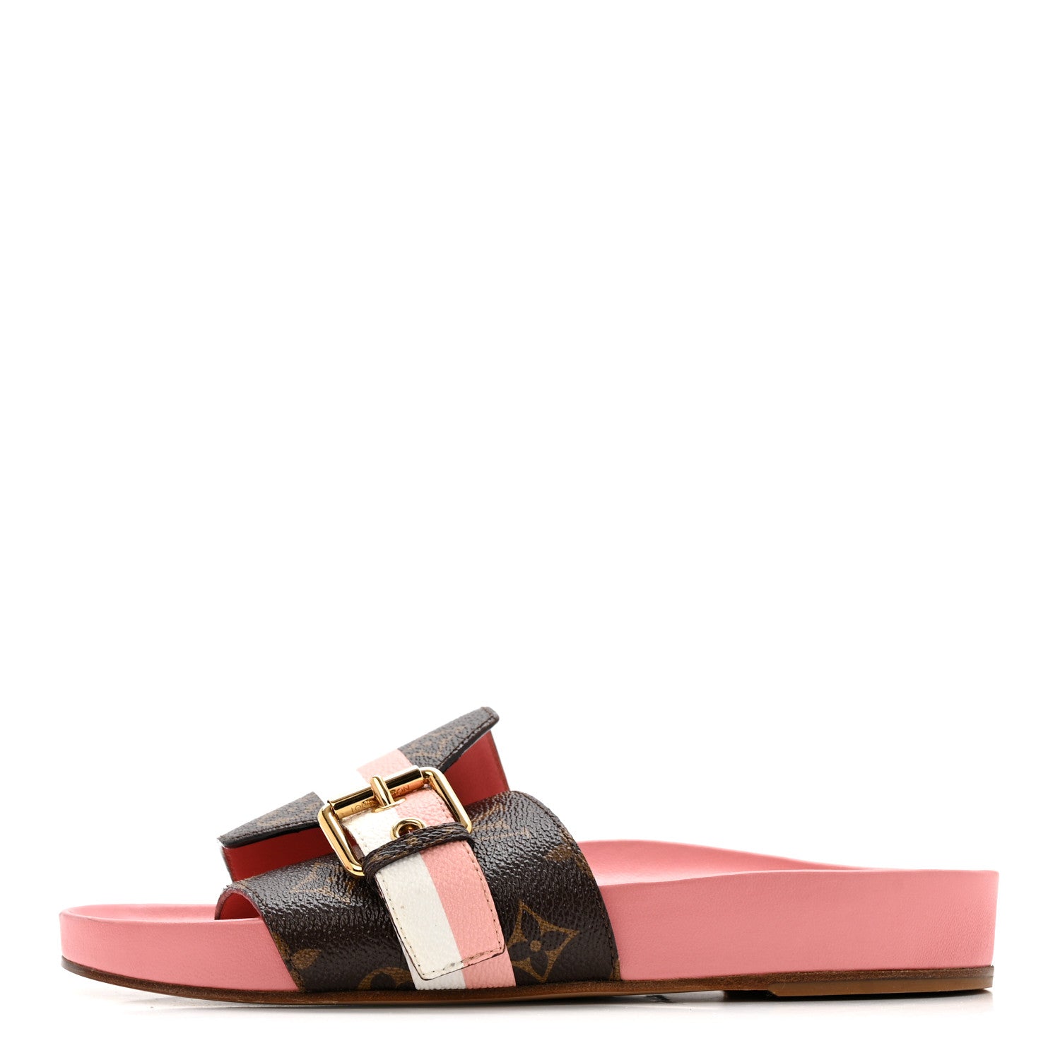 Louis Vuitton Patent Monogram Bom Dia Flat Mule 37 Rose White 1 of 11