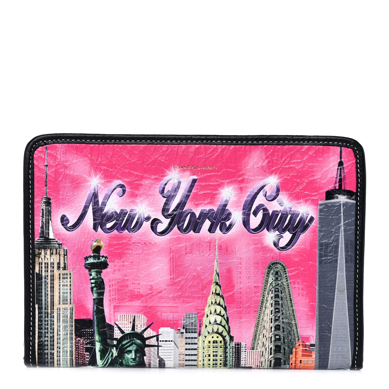 Balenciaga Agneau Arena NYC Mini Bazar Pouch Rose Black Gris Rouge 1 of 11