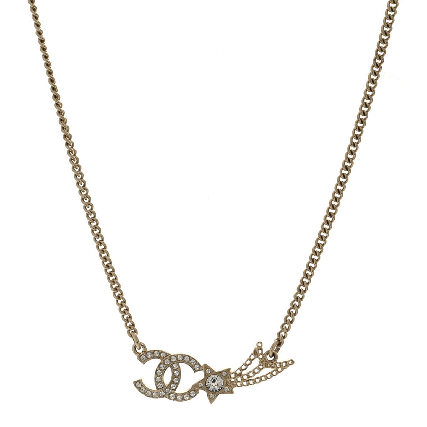 Crystal Starfall CC Pendant Necklace Gold