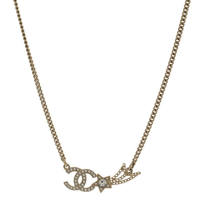 Chanel Crystal Starfall CC Pendant Necklace Gold 1 of 6