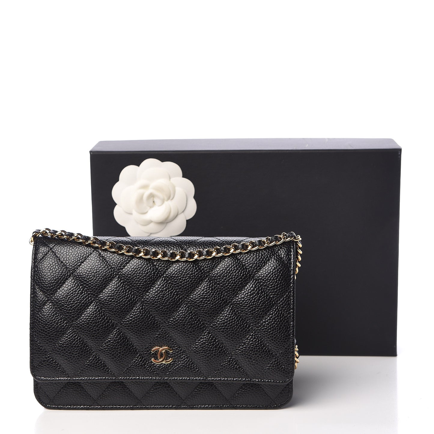 Caviar Quilted Wallet On Chain WOC Black
