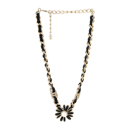 Chanel Lambskin Crystal Pearl CC Daisy Choker Gold Black White 3 of 5