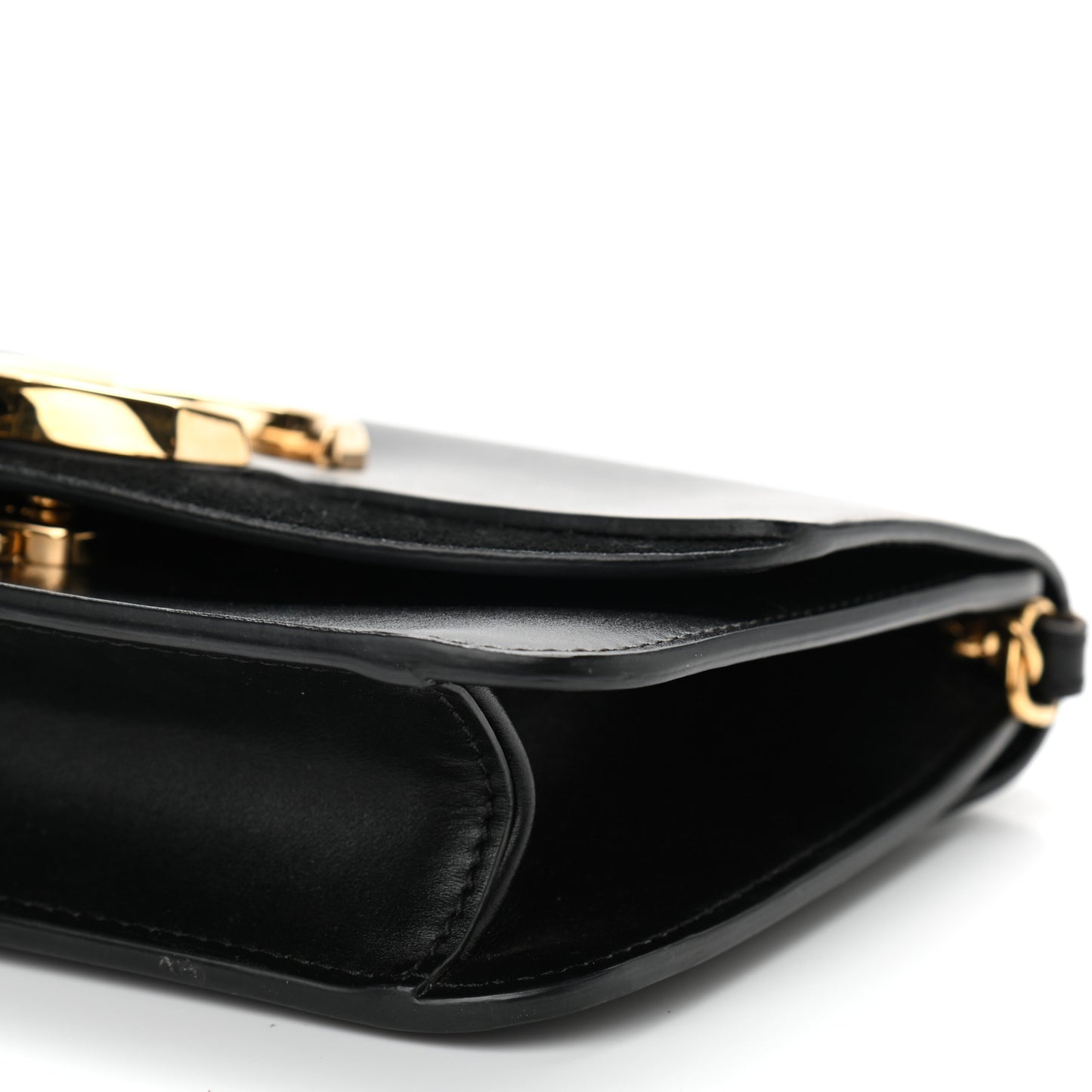 Calfskin Suede C Clutch With Chain Black