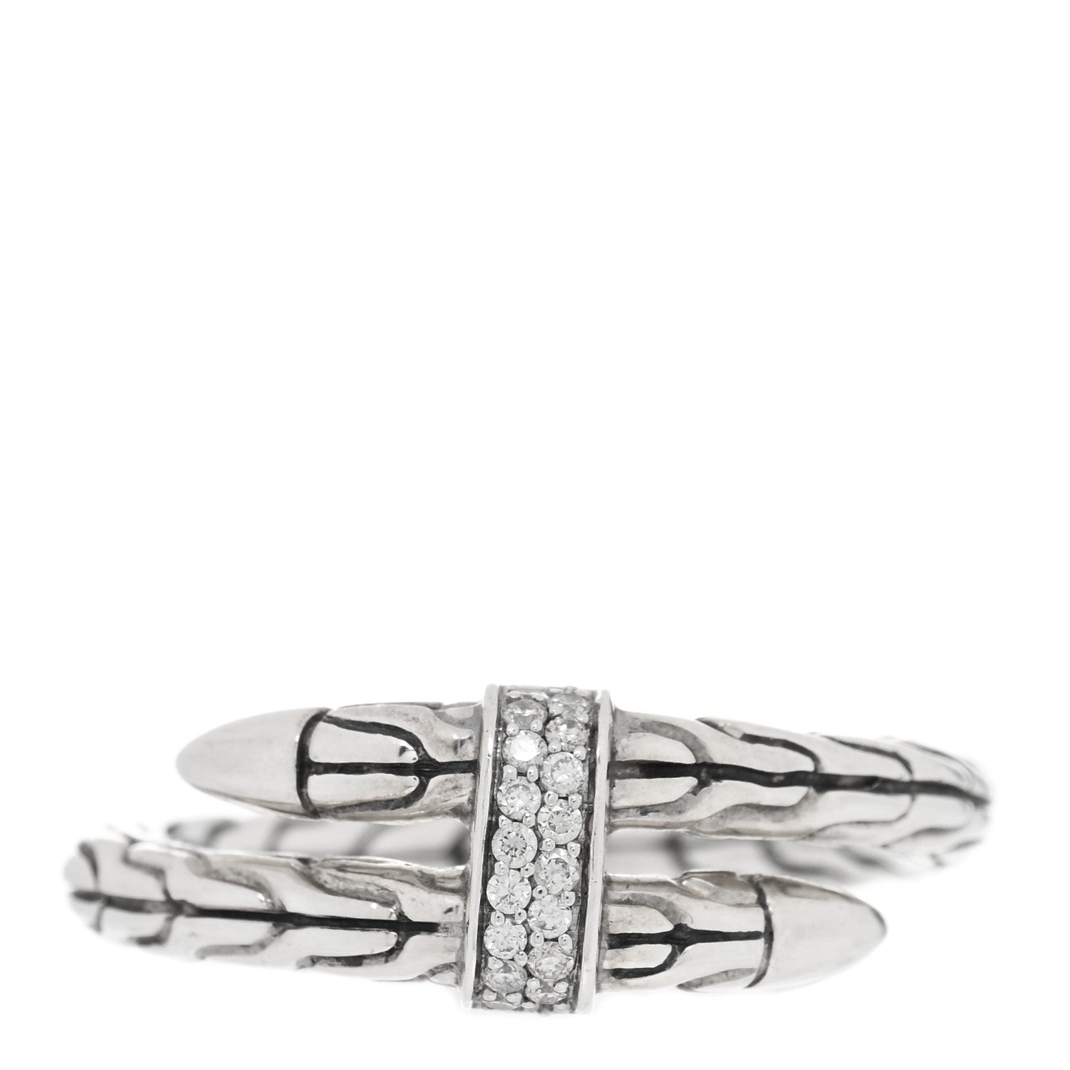 John Hardy Sterling Silver Diamond Spear Ring 54 7 1 of 4