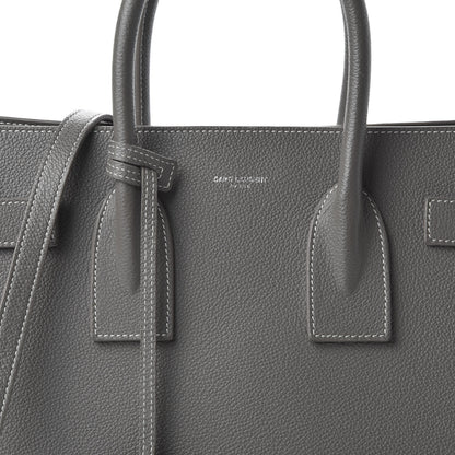 Saint Laurent Grained Calfskin Topstitch Small Sac De Jour Grey 13 of 13