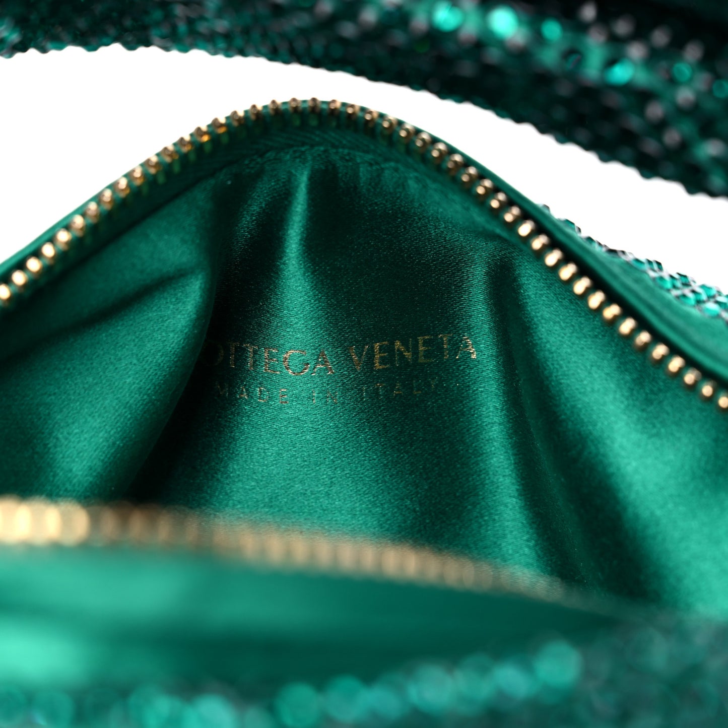 Crystal Embellished Satin Mini Hotfix Jodie Emerald