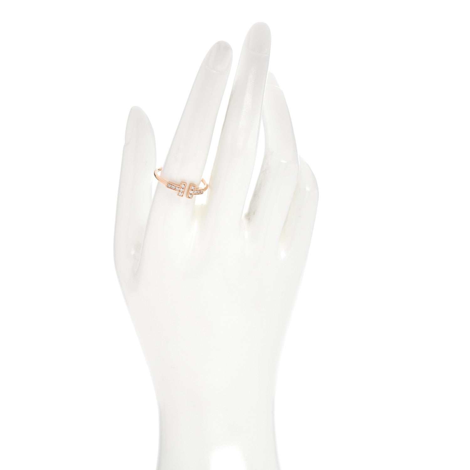 Tiffany 18K Rose Gold Diamond T Wire Ring 59 8.75 2 of 6