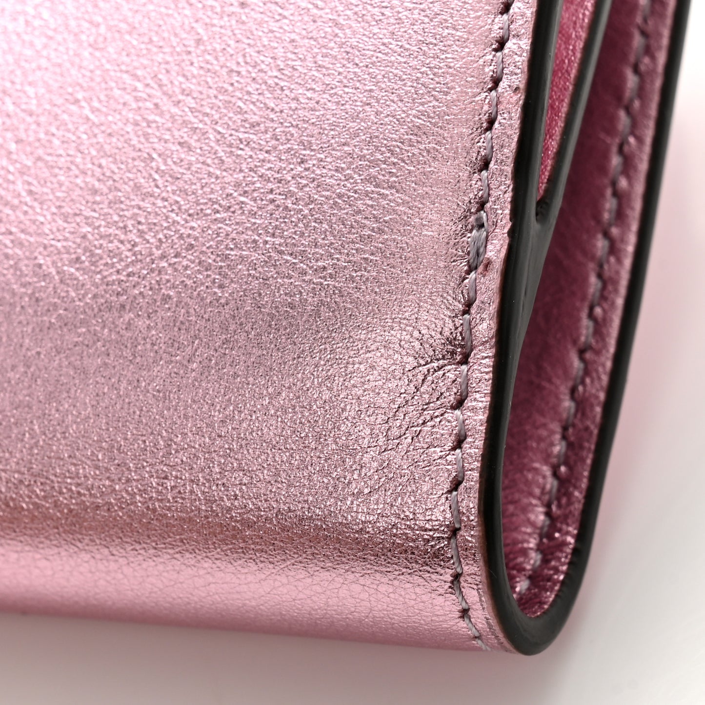 Vitello Laminato FF Diamonds Compact Wallet Rosa Palladio