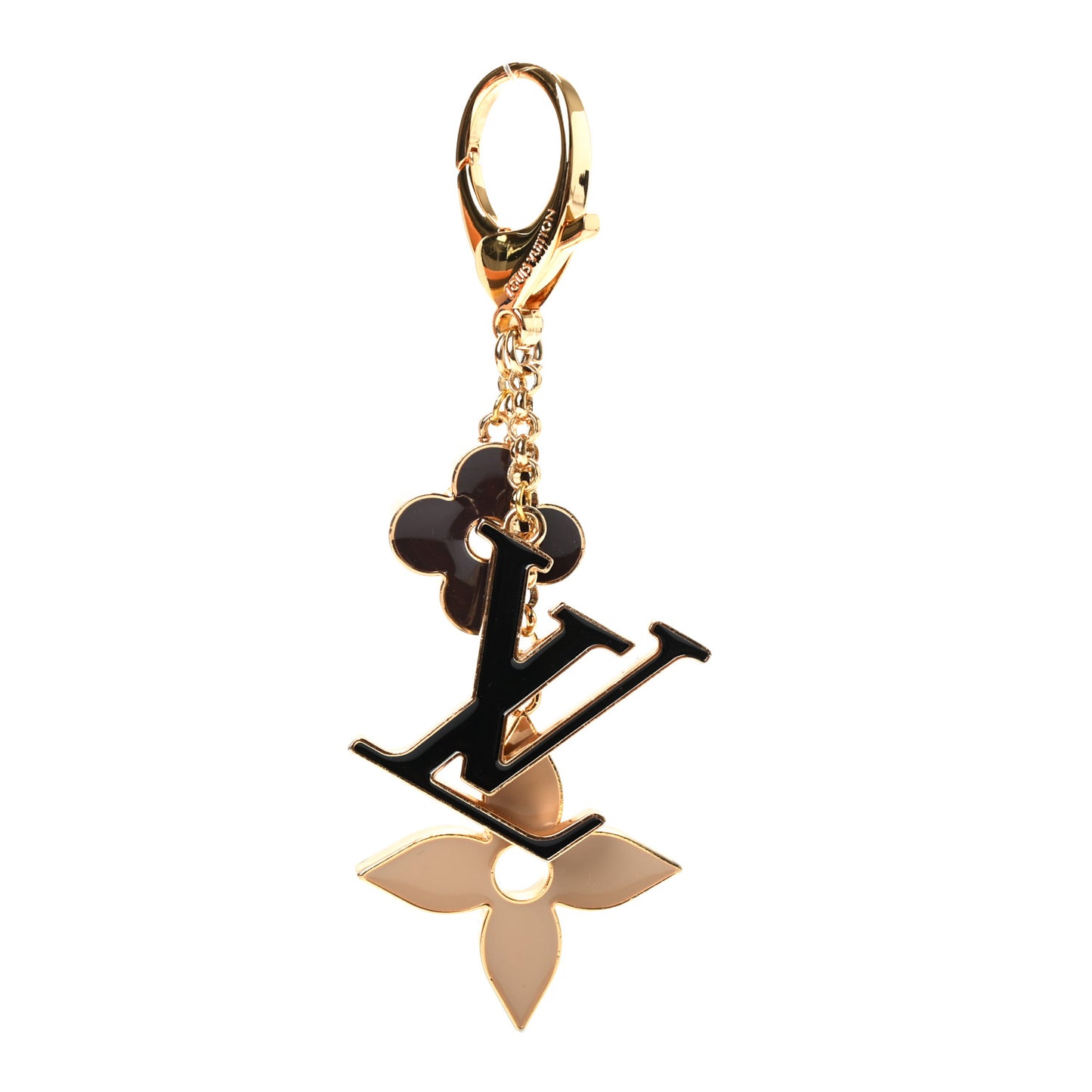 Fleur De Monogram Bag Charm Dore