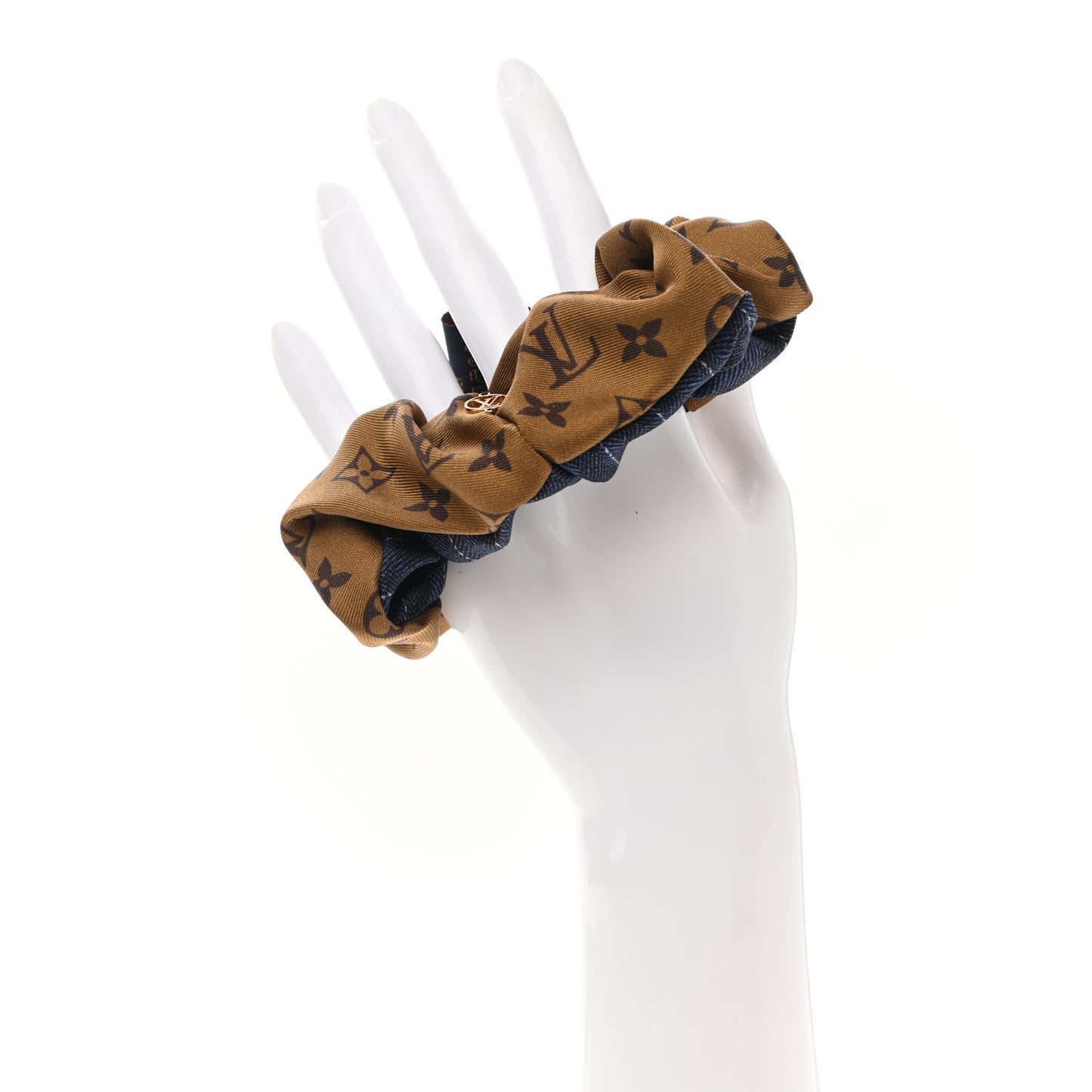 Silk Monogram Scrunchie Navy