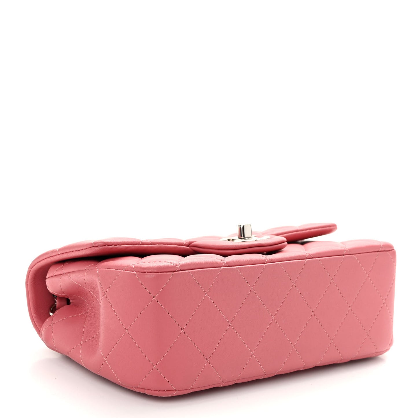 Lambskin Quilted Mini Rectangular Flap Pink