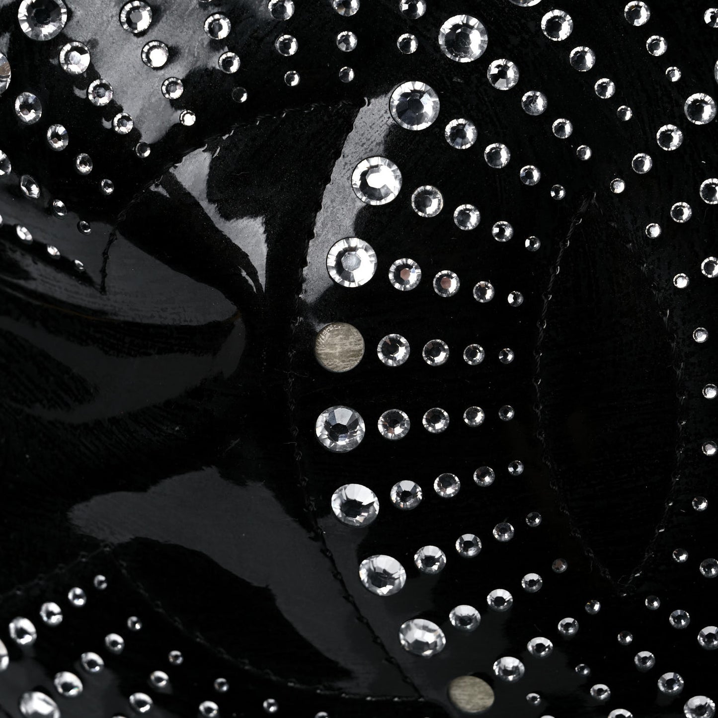 Patent Crystal Strass Bonbons Tote Black