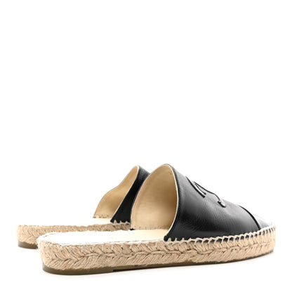 Chanel Iridescent Goatskin Patent CC Espadrille Mules 39 Black 4 of 9