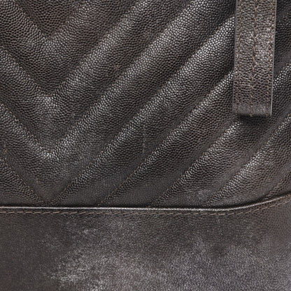 Chanel Metallic Caviar Chevron Quilted Medium Gabrielle Hobo Dark Silver Gold 11 of 11