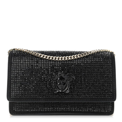Versace Calfskin Palazzo Crystal Chain Evening Bag Black 1 of 9