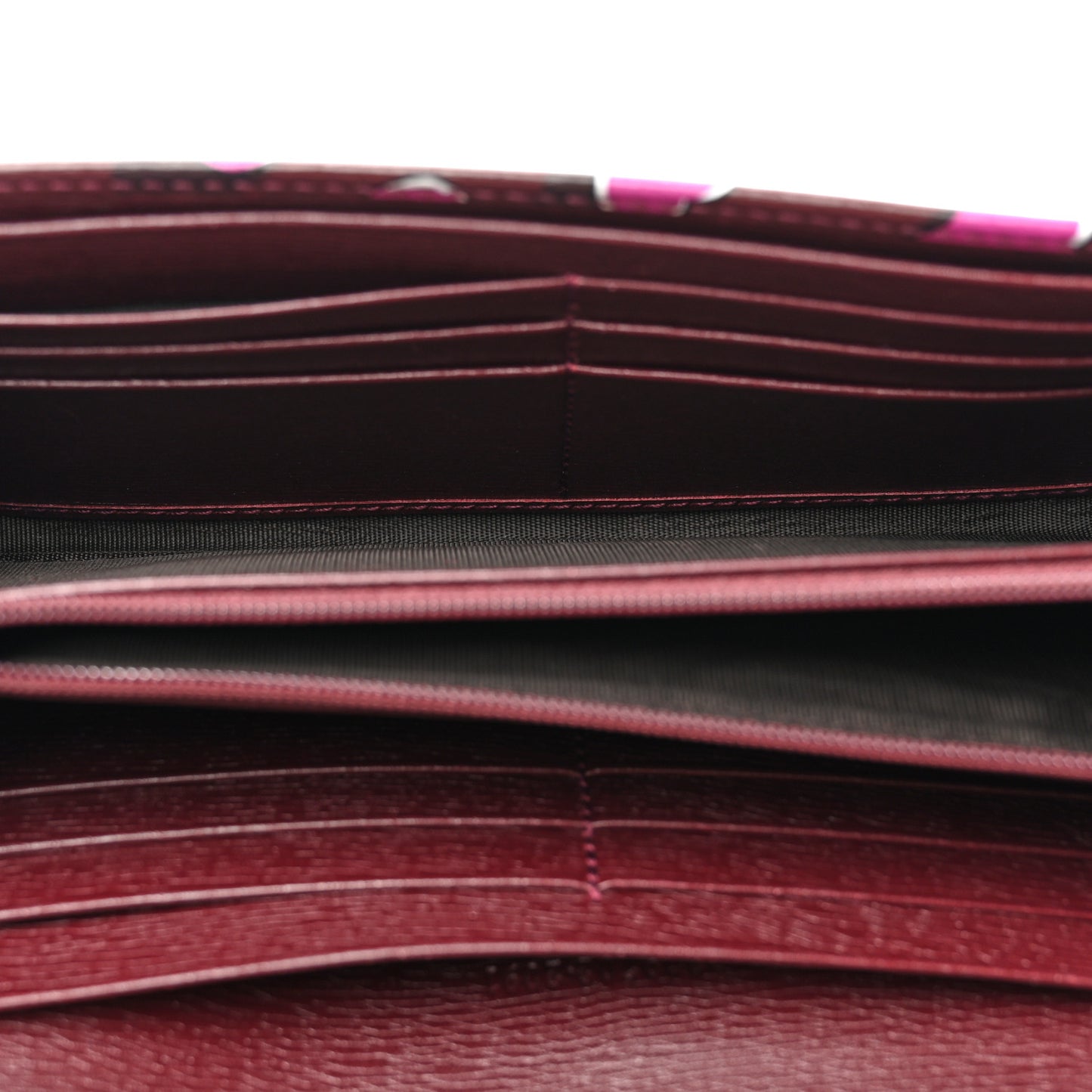 Calfskin Heartbeat Print Flap Wallet New Wine