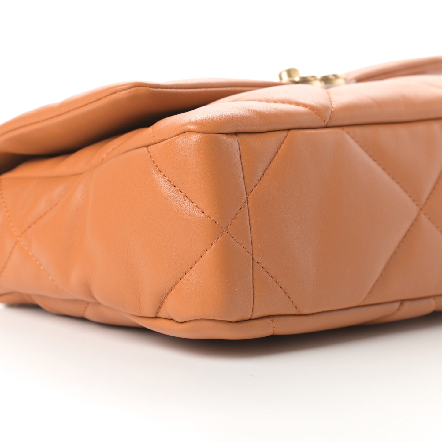 Lambskin Quilted Medium Chanel 19 Flap Light Brown