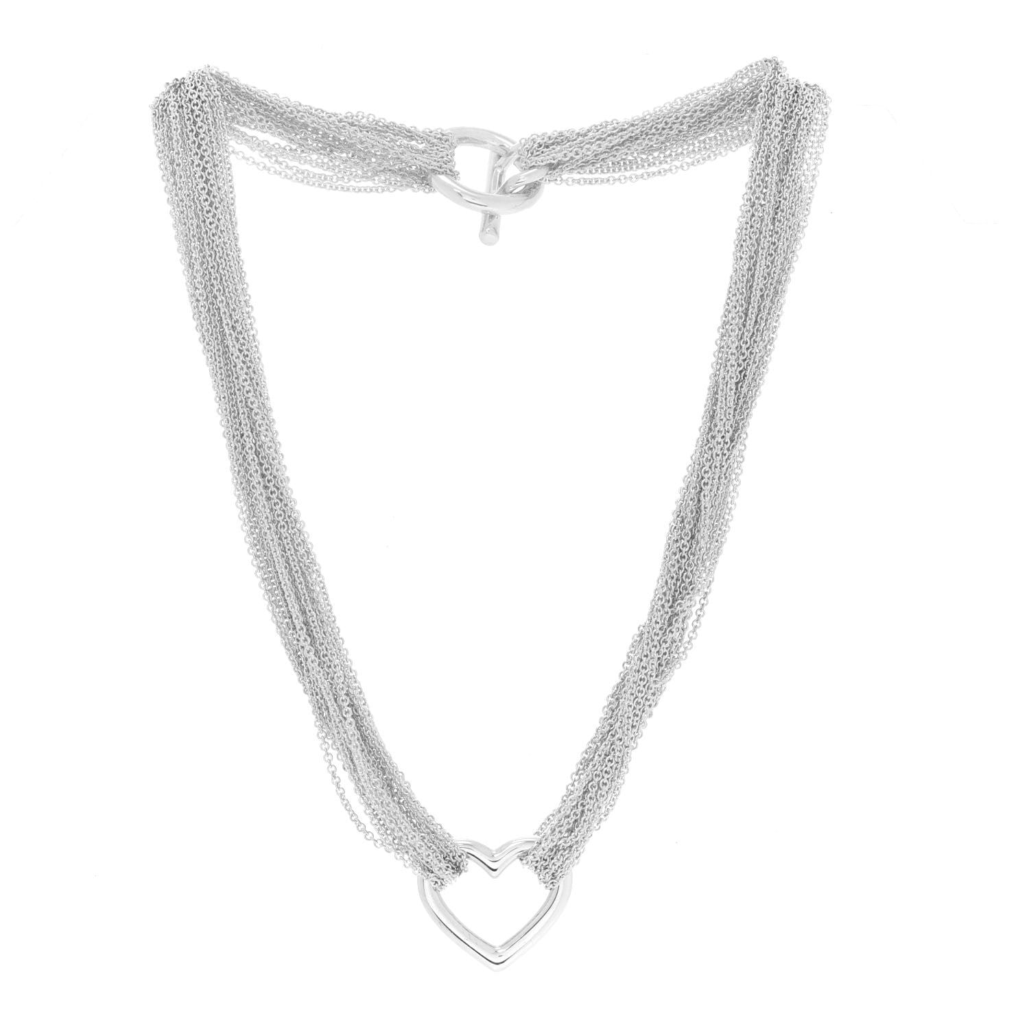 Tiffany Sterling Silver Heart Multi Chain Toggle Necklace 3 of 4