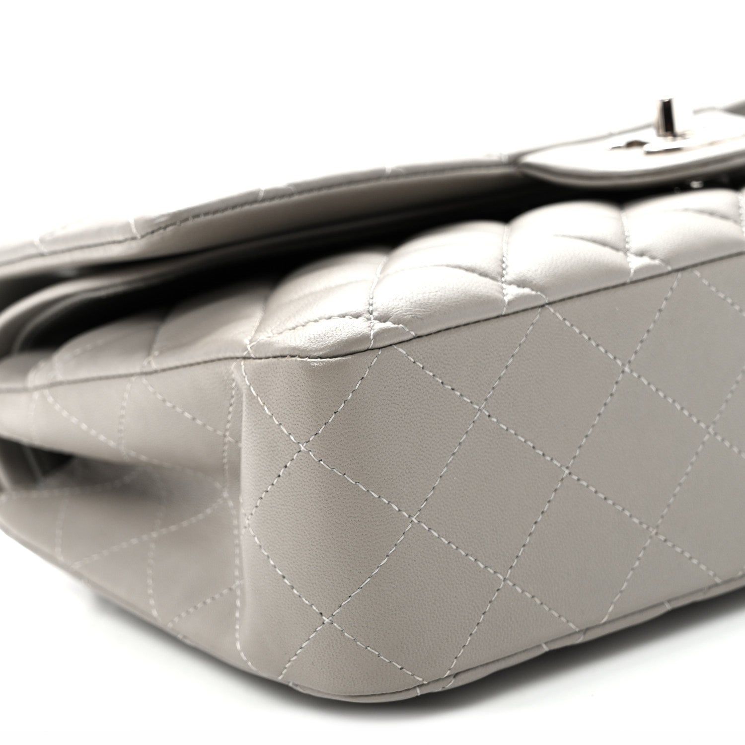 Chanel Lambskin Quilted Medium Double Flap Grey 9 of 10