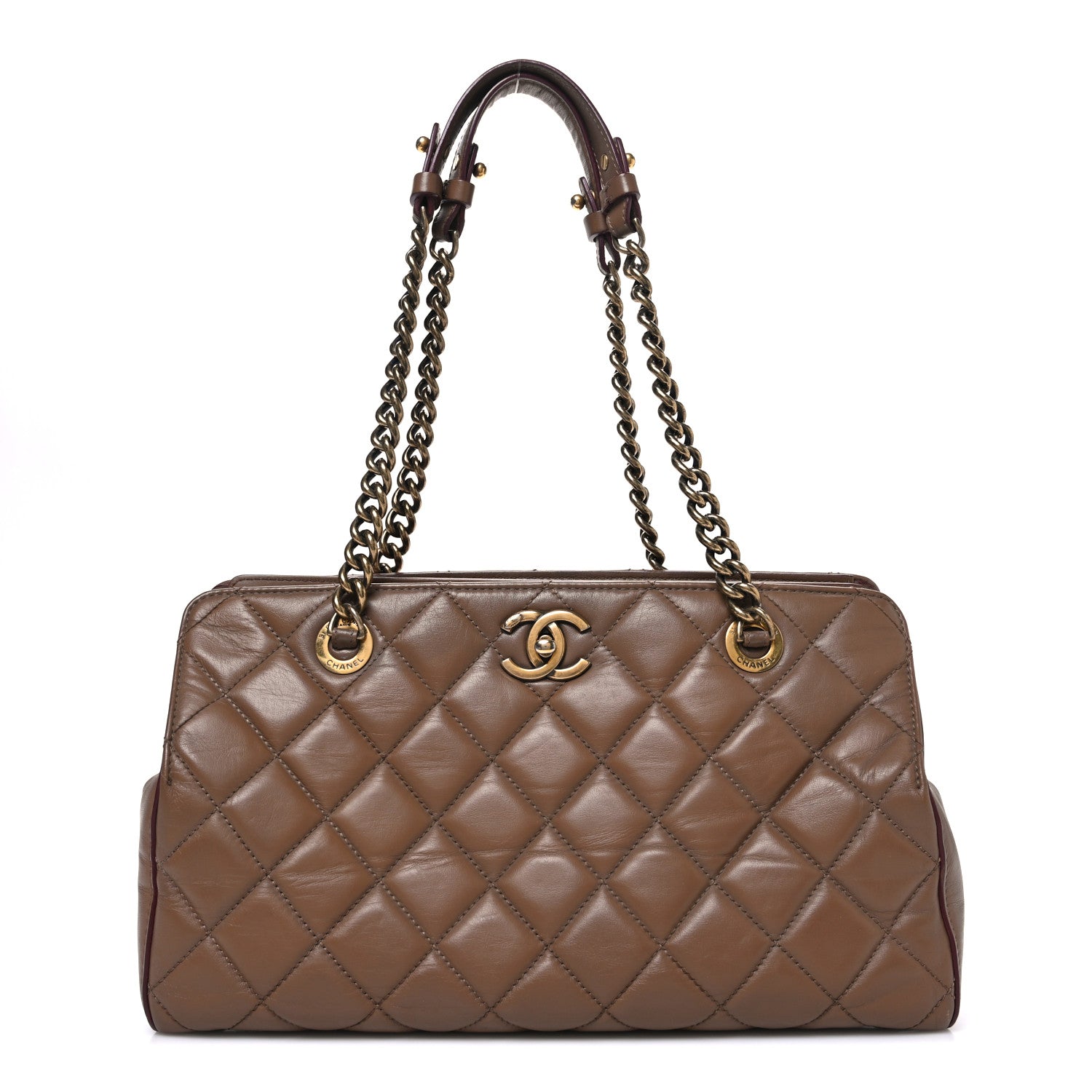 Chanel Calfskin Quilted Small Perfect Edge Tote Dark Beige 1 of 9